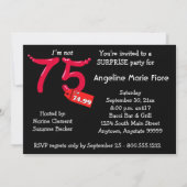 レッドバブルレター 75歳誕生日お祝い 招待状 (裏面)