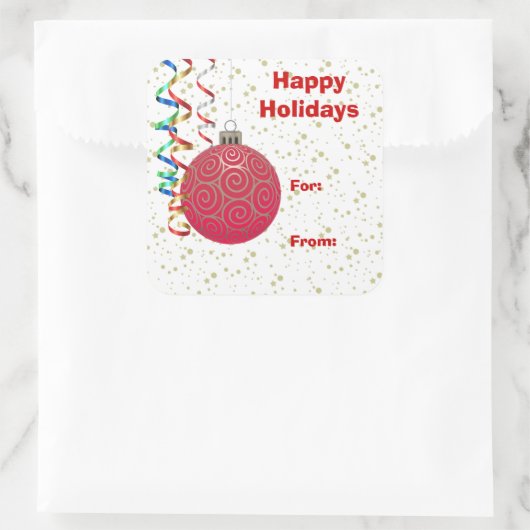 レッドバルブクリスマスギフトラベル スクエアシール (バッグ)