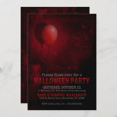 レッドバルーンホラーハローウィンパーティ招待状 招待状 (正面/裏面)