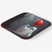 レッドバルーン付きハロウィーン幽霊 ペーパープレート (傾斜あり)