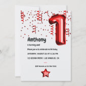 レッドバルーン1stクリスマス誕生日招待状 招待状 (正面)