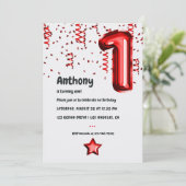 レッドバルーン1stクリスマス誕生日招待状 招待状 (スタンド正面)