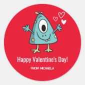 レッドバレンタインデーのモンスターハート ラウンドシール (正面)