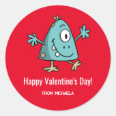 レッドバレンタインデーエイリアンモンスタースクール ラウンドシール (正面)