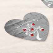 レッドバレンタインハートツリー紙コースター ペーパーコースター (アングル)