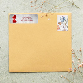 レッドバレンタインハート差出人住所ラベル ラベル