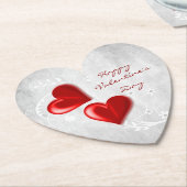レッドバレンタインハート紙コースター ペーパーコースター (アングル)