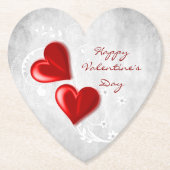 レッドバレンタインハート紙コースター ペーパーコースター (正面)