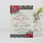 レッドバレンタインフローラベビーシャワー招待状 招待状 (スタンド正面)