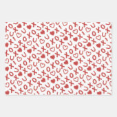 レッドバレンタインXOXOラッピング紙 ラッピングペーパーシート (正面2)