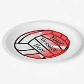 レッドバレーボールカスタム紙パーティー ペーパープレート (アングル)