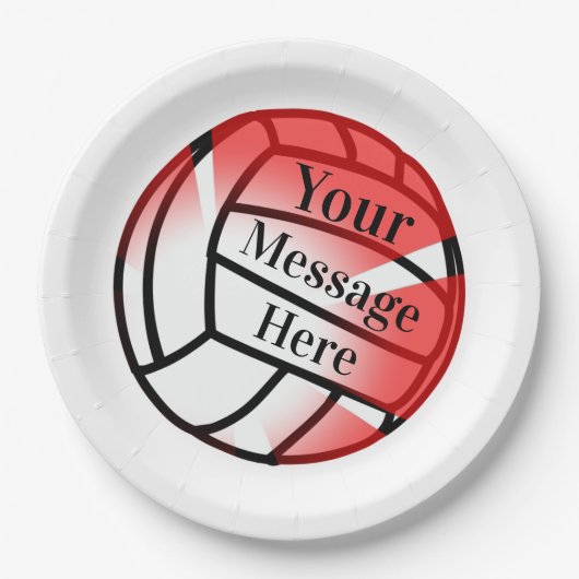 レッドバレーボールカスタム紙パーティー ペーパープレート (正面)