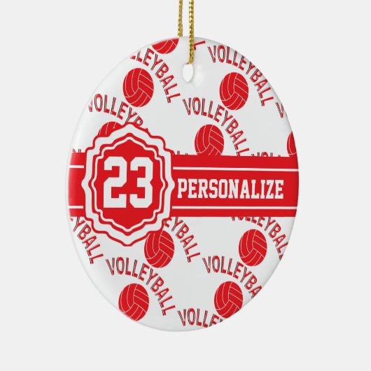 レッドバレーボール | DIY名と番号 セラミックオーナメント (右)