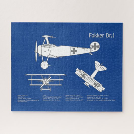 レッドバロンFokker Dr1 – 飛行機の設計図ABD ジグソーパズル (横)