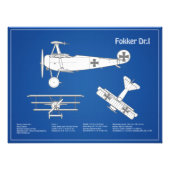 レッドバロンFokker Dr1 – 飛行機の設計図ABD フォトプリント (正面)