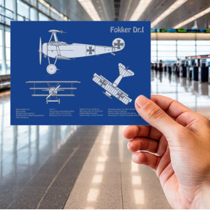 レッドバロンFokker Dr1 – 飛行機の設計図ABD ポストカード