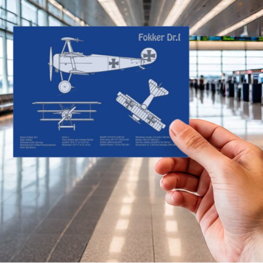 レッドバロンFokker Dr1 – 飛行機の設計図ABD ポストカード