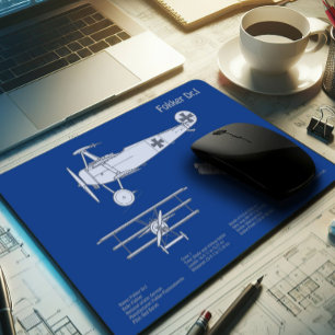 レッドバロンFokker Dr1 – 飛行機の設計図ABD マウスパッド