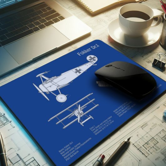 レッドバロンFokker Dr1 – 飛行機の設計図ABD マウスパッド