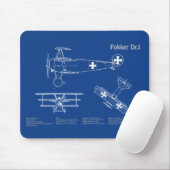 レッドバロンFokker Dr1 – 飛行機の設計図AD マウスパッド (マウス)