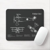 レッドバロンFokker Dr1 – 飛行機の設計図PD マウスパッド (マウス)