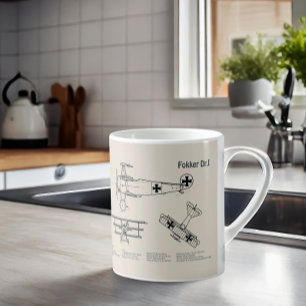 レッドバロンFokker Dr1 – 飛行機の設計図SD コーヒーマグカップ