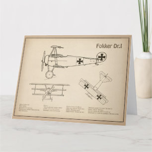 レッドバロンFokker Dr1 – 飛行機の設計図SD サンキューカード