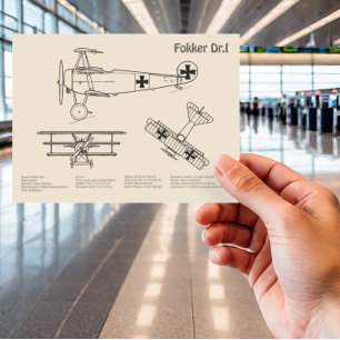 レッドバロンFokker Dr1 – 飛行機の設計図SD ポストカード