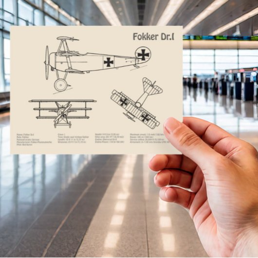 レッドバロンFokker Dr1 – 飛行機の設計図SD ポストカード