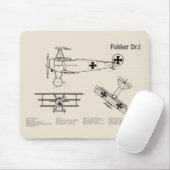 レッドバロンFokker Dr1 – 飛行機の設計図SD マウスパッド (マウス)