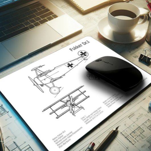 レッドバロンFokker Dr1 – 飛行機ブループリントBD マウスパッド