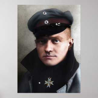 レッドバロンManfred von Richthofen 1917カラー化 ポスター