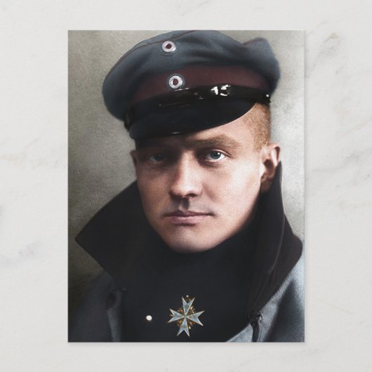 レッドバロンManfred von Richthofen 1917カラー化 ポストカード (正面)