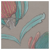 レッドバンクシア水彩色 – オーストラリア先住民花 ファブリック (クローズアップ)