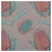 レッドバンクシア水彩色 – オーストラリア先住民花 ファブリック (見本)