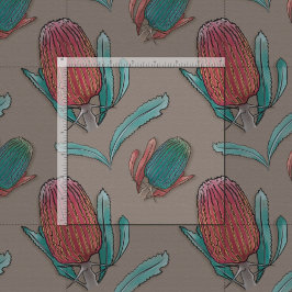 レッドバンクシア水彩色 – オーストラリア先住民花 ファブリック