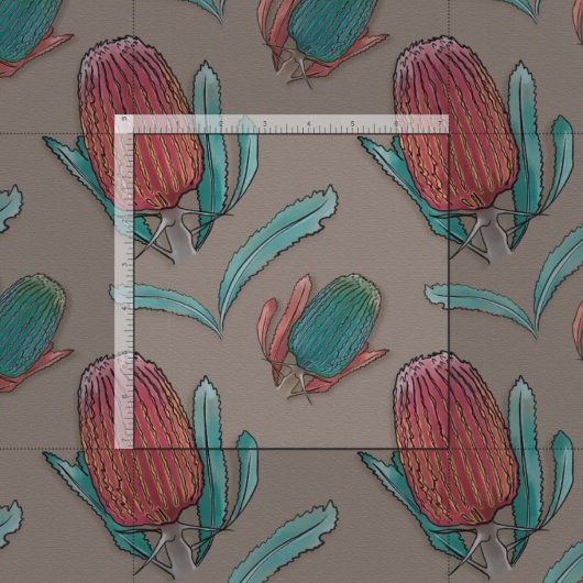 レッドバンクシア水彩色 – オーストラリア先住民花 ファブリック