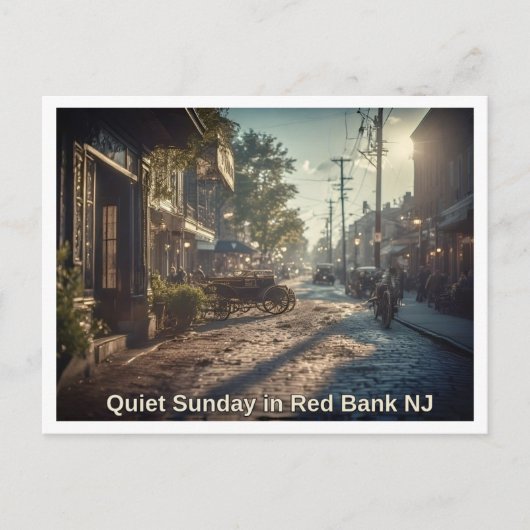 レッドバンクNJ静かな日曜日シーン1920s ポストカード (正面)