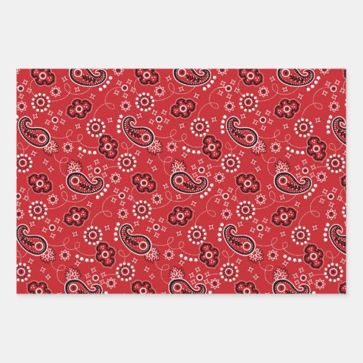 レッドバンダナウェスタンモダンカウボーイスパーズおもしろい ラッピングペーパーシート (正面3)