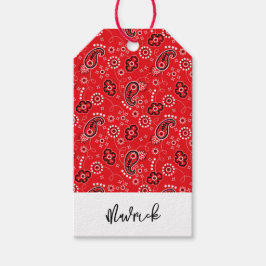 レッドバンダナウエスタンカウボーイネームおもしろい ギフトタグ