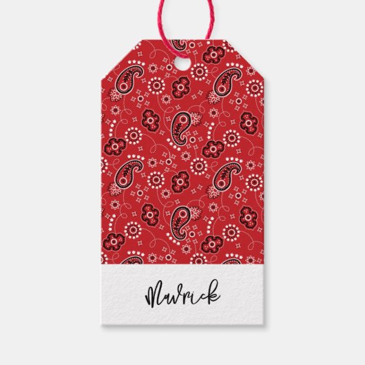 レッドバンダナウエスタンカウボーイネームおもしろい ギフトタグ (正面)