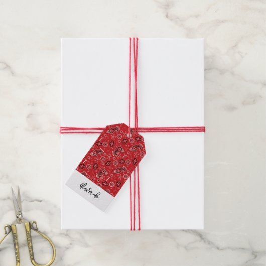 レッドバンダナウエスタンカウボーイネームおもしろい ギフトタグ (より糸付き)