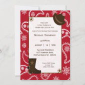 レッドバンダナウエスタンカウボーイ誕生日招待状 招待状 (正面)