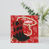 レッドバンダナカウボーイベビーシャワー 招待状 (スタンド正面)