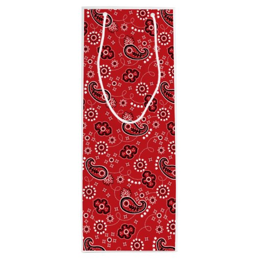 レッドバンダナカウボーイロデオアウトドアクラシックおもしろい ワインギフトバッグ (裏面)