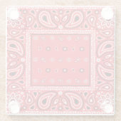 レッドバンダナペイズリーバンダナスカントリーラップのヒップホップf ガラスコースター (裏面)