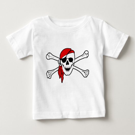 レッドバンダナ付きジョリーロジャー ベビーTシャツ (正面)