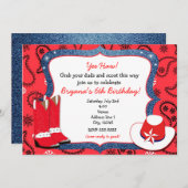 レッドバンダナ&デニムウェスタン女性のカーボーイ招待状 招待状 (正面/裏面)