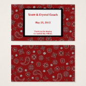 レッドバンドナ結婚式の引き出物カード (正面&裏面)