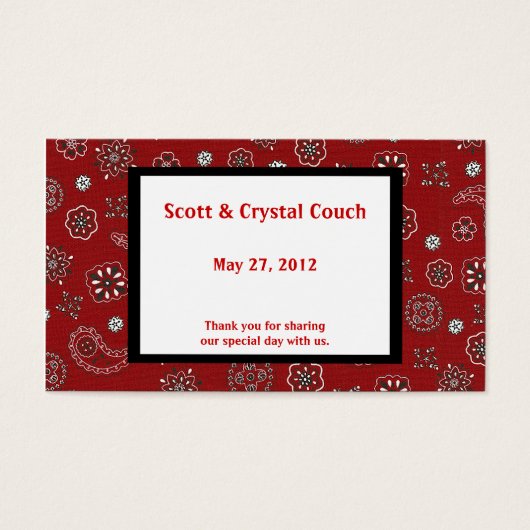 レッドバンドナ結婚式の引き出物カード (正面)